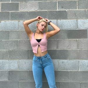 Forever 21 Pink Button Tank Top